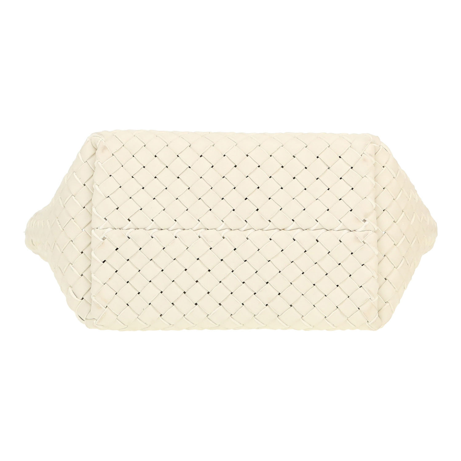 Bottega Veneta  Cabat mini  shoulder bag  in white intrecciato leather - Detail D1