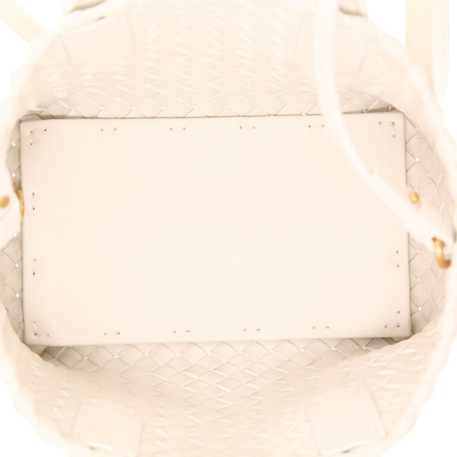 Borsa a tracolla Bottega Veneta  Cabat mini  in pelle intrecciata bianca - Detail D3