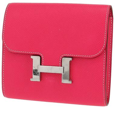Borsellino Hermès  Constance Wallet in pelle Epsom Rose Tyrien