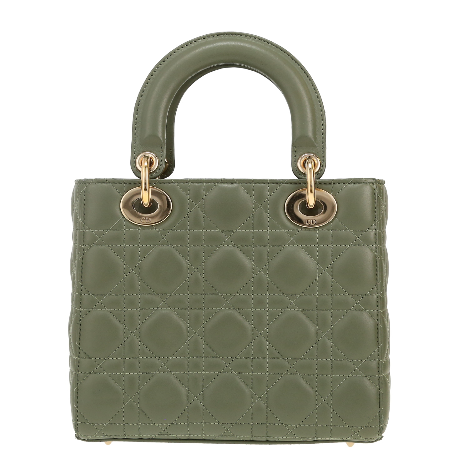Sac à main Dior  Lady Dior en cuir cannage vert - Detail D4
