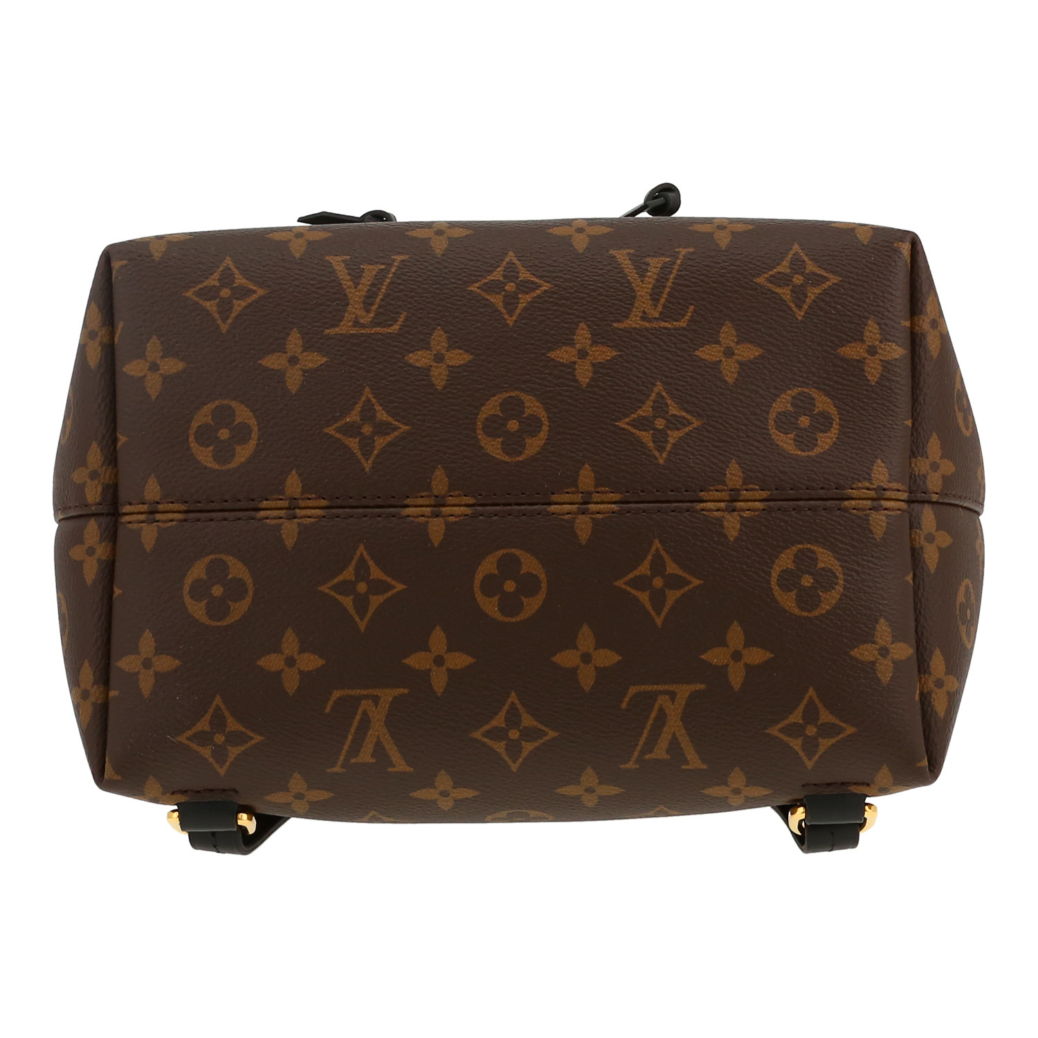 Mochila Louis Vuitton   en lona Monogram marrón y cuero granulado negro - Detail D1