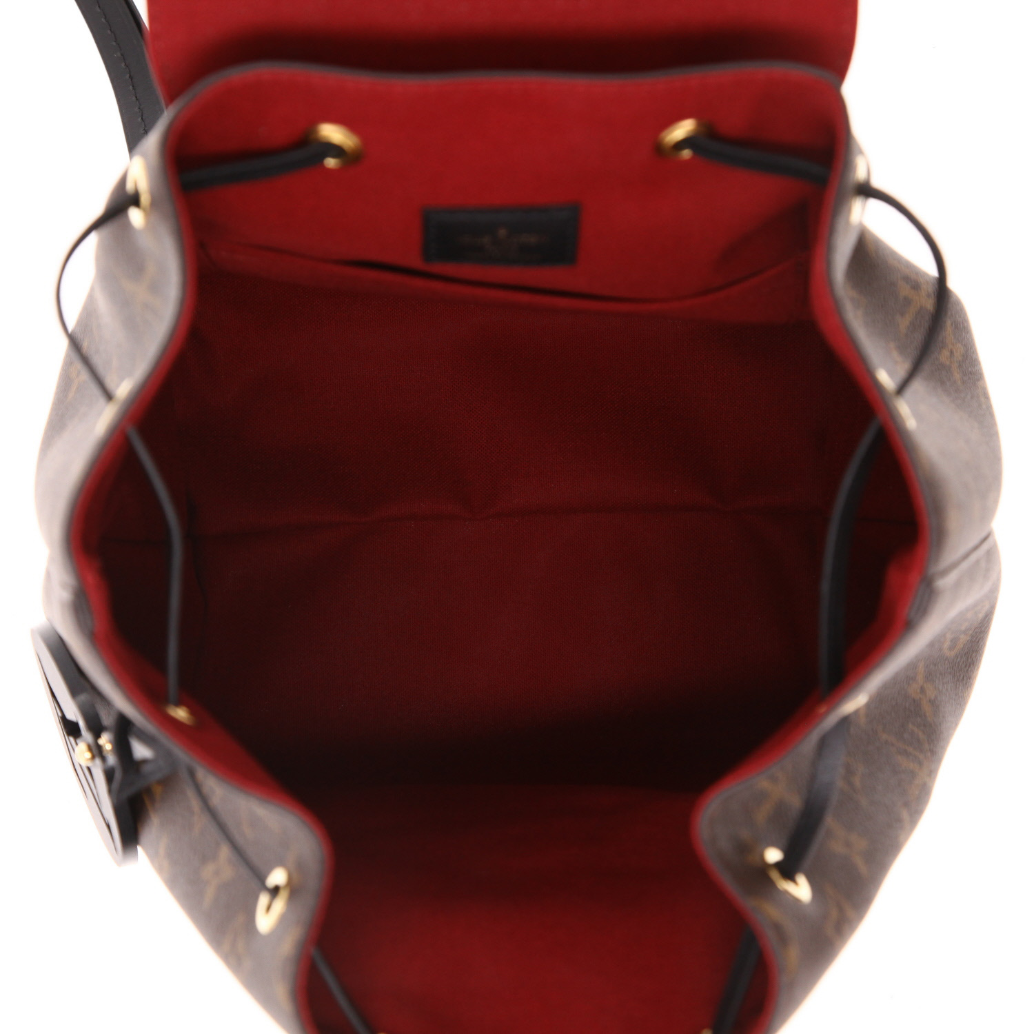Louis Vuitton   backpack  in brown monogram canvas  and black grained leather - Detail D3