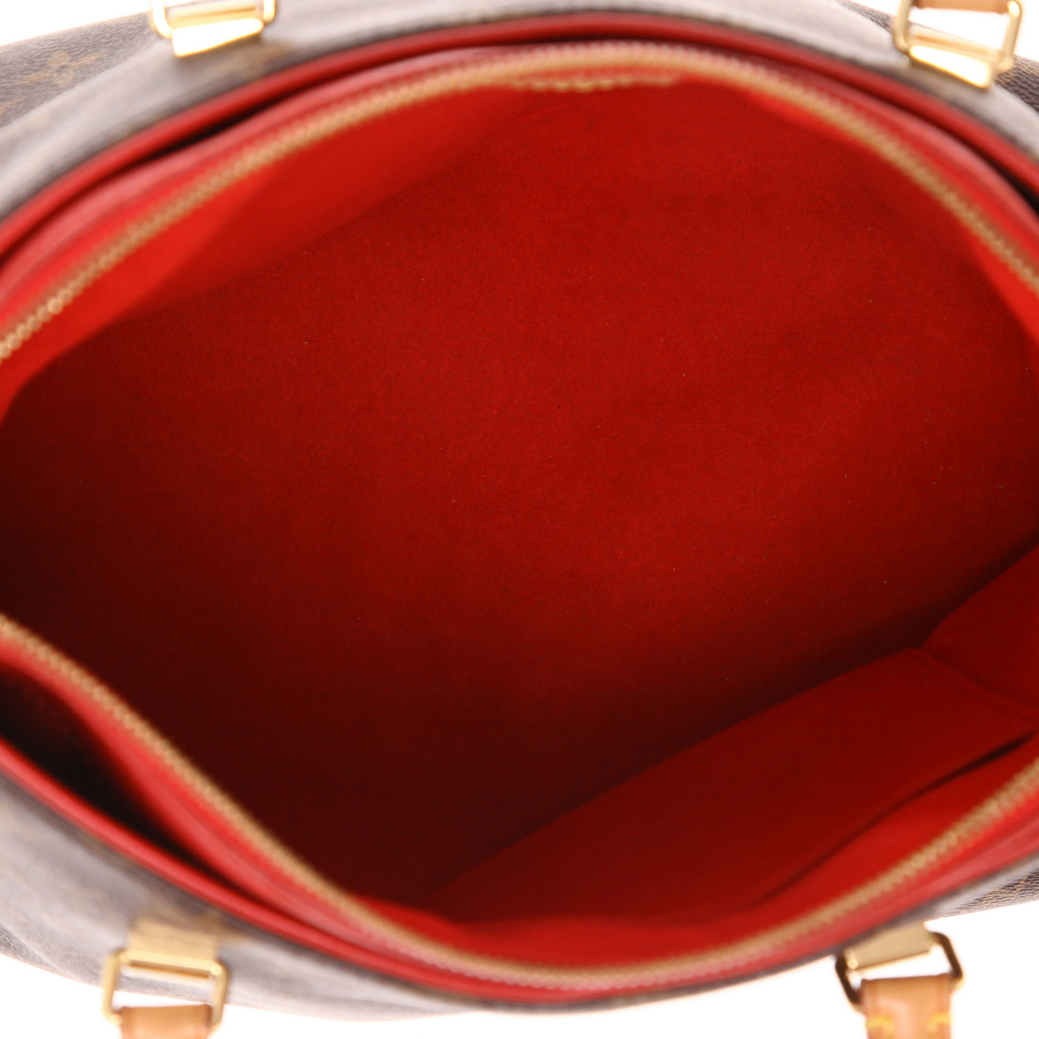 Borsa a tracolla Louis Vuitton  Pallas in tela monogram marrone e pelle naturale - Detail D3