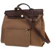 Sac porté épaule ou main Hermès  Herbag en toile taupe et cuir marron - 00pp thumbnail