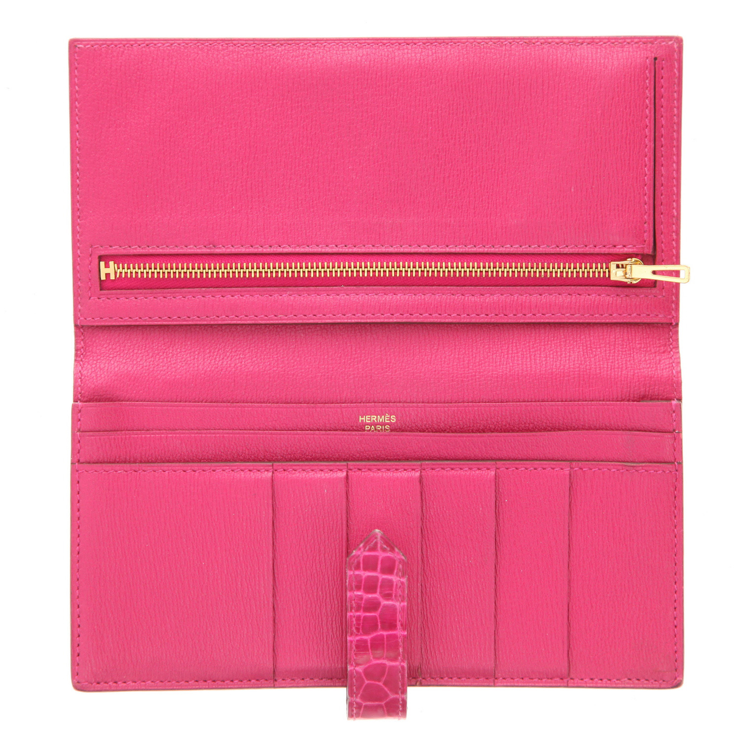 Billetera Hermès  Bearn en aligátor Rose Sheherazade - Detail D3