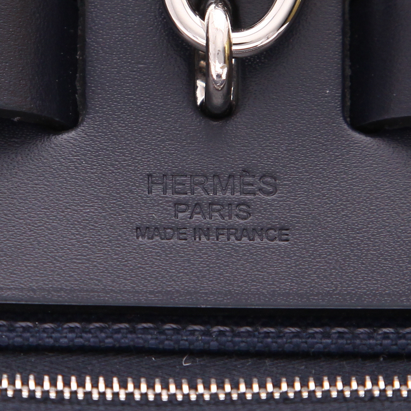 Borsa da spalla o a mano Hermès  Herbag in tela blu e pelle blu - Detail D2