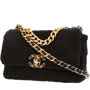 Chanel  19 shoulder bag  in black knitting