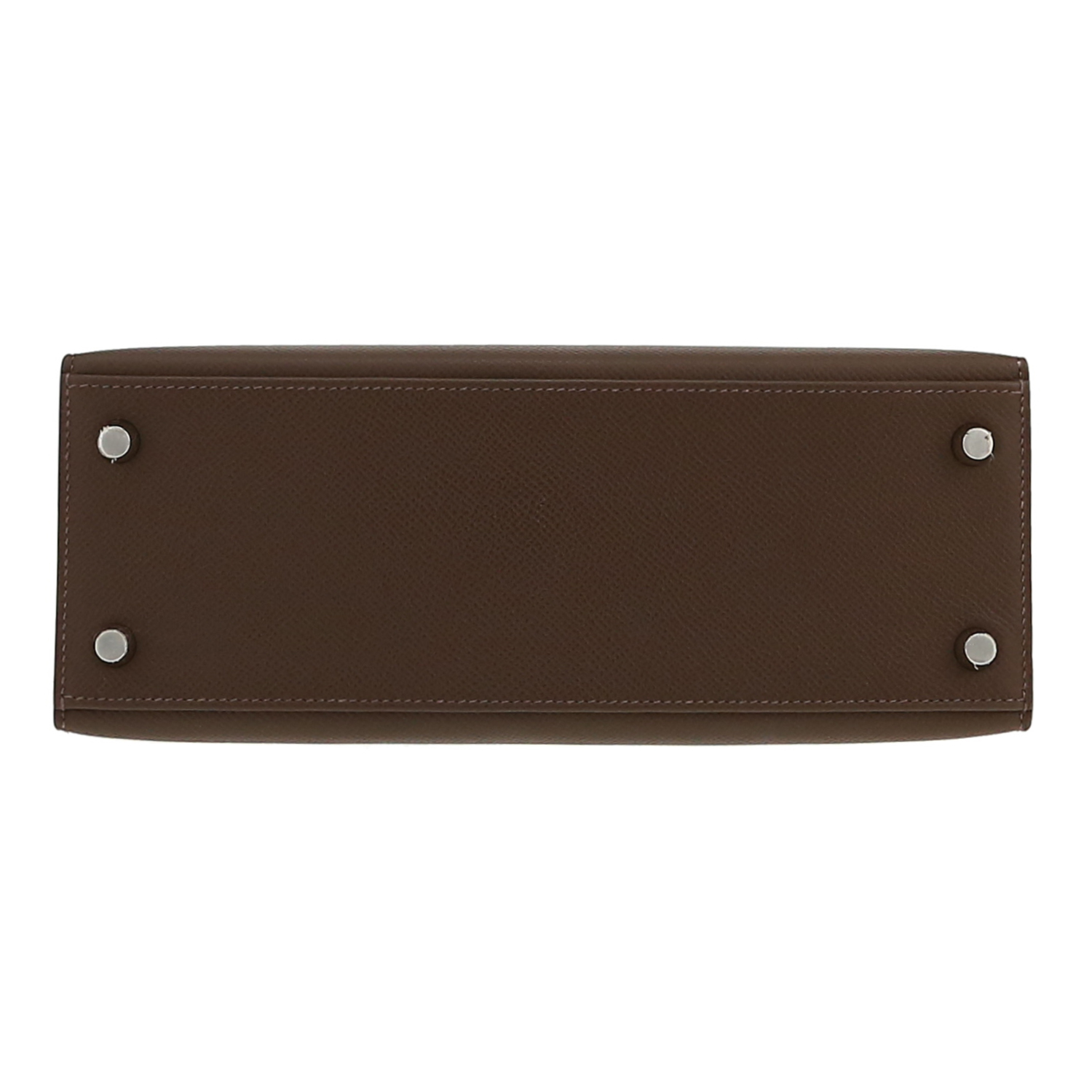 Hermès  Kelly 25 cm handbag  in brown Ecorce leather - Detail D1