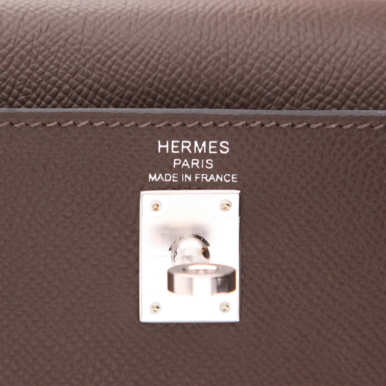 Bolso de mano Hermès  Kelly 25 cm en cuero marrón Ecorce - Detail D2