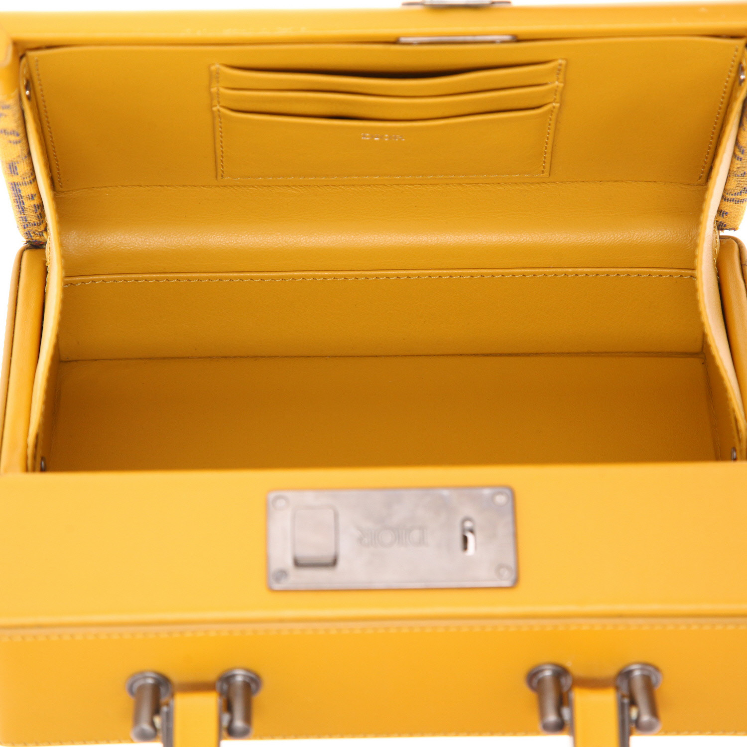 Dior   shoulder bag  in yellow monogram canvas Oblique  and yellow leather - Detail D3