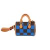 Louis Vuitton  Nano Speedy key-ring  in brown and blue damier canvas  and natural leather - Detail D4 thumbnail