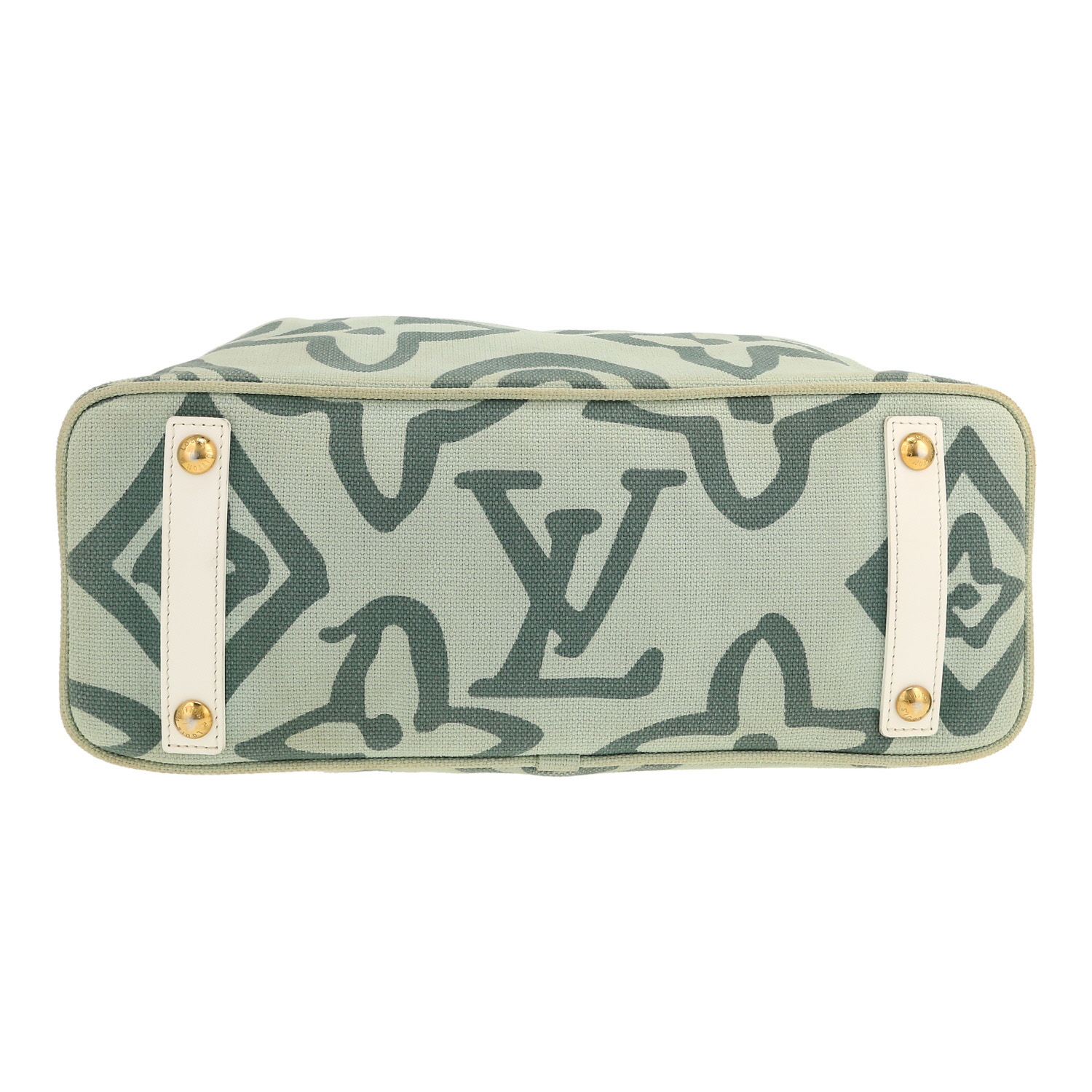 Sac à main Louis Vuitton  Tahitienne en toile bleue et cuir blanc - Detail D1