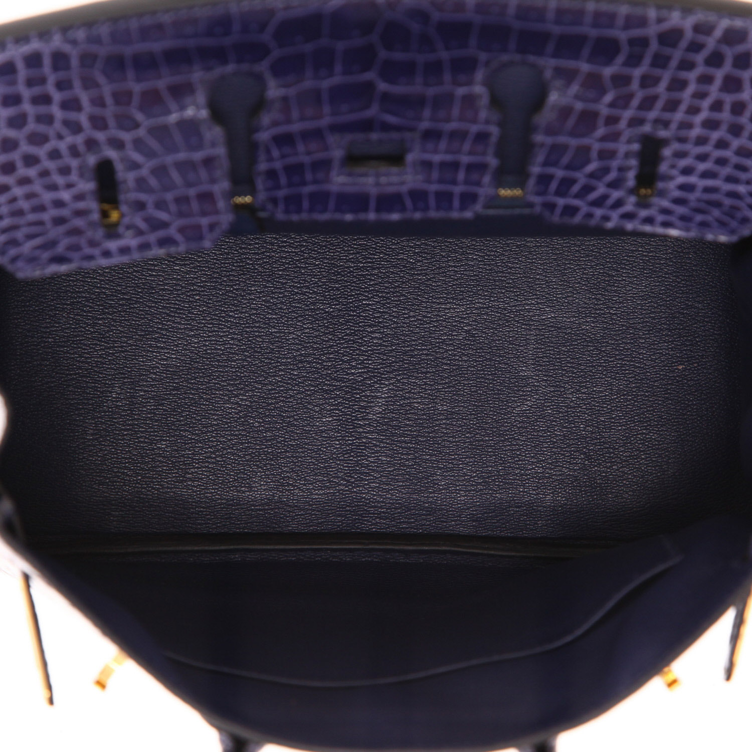 Hermès  Birkin 25 cm handbag  in Bleu Encre porosus crocodile - Detail D3