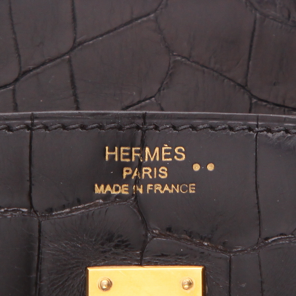 Bolso de mano Hermès  Birkin 25 cm en cocodrilo negro - Detail D2
