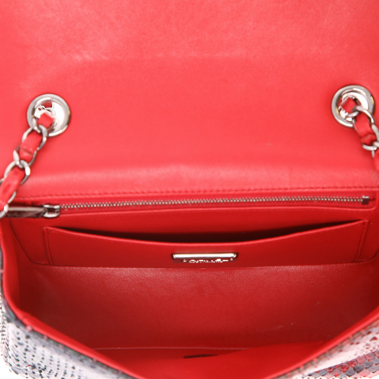 Borsa a tracolla Chanel  Mini Timeless in pitone sfumato rosso e nero - Detail D3