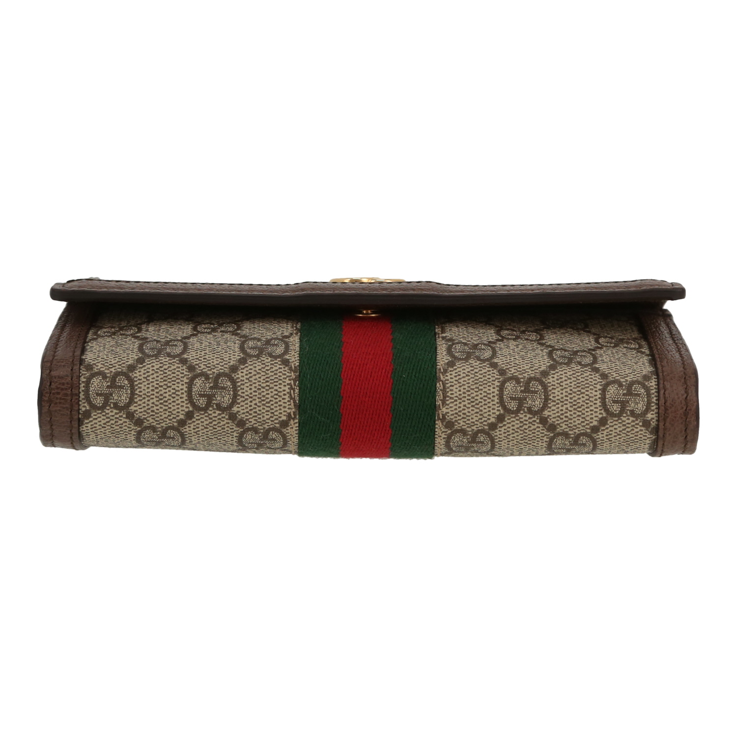 Billetera Gucci  Ophidia en lona Monogram beige y cuero marrón - Detail D1