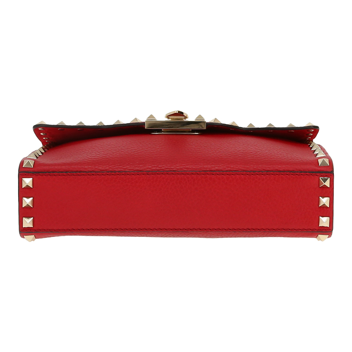 Sac bandoulière Valentino Garavani   en cuir grainé rouge - Detail D1