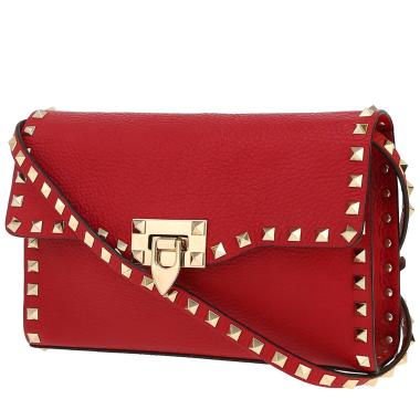 Bolso bandolera Valentino Garavani   en cuero granulado rojo