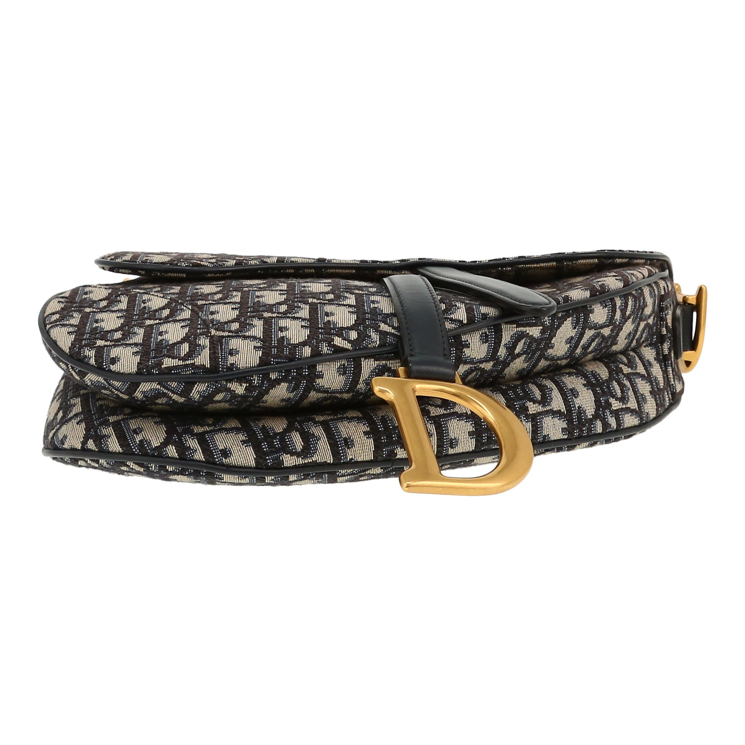 Dior  Saddle handbag  in navy blue monogram canvas Oblique  and navy blue leather - Detail D1