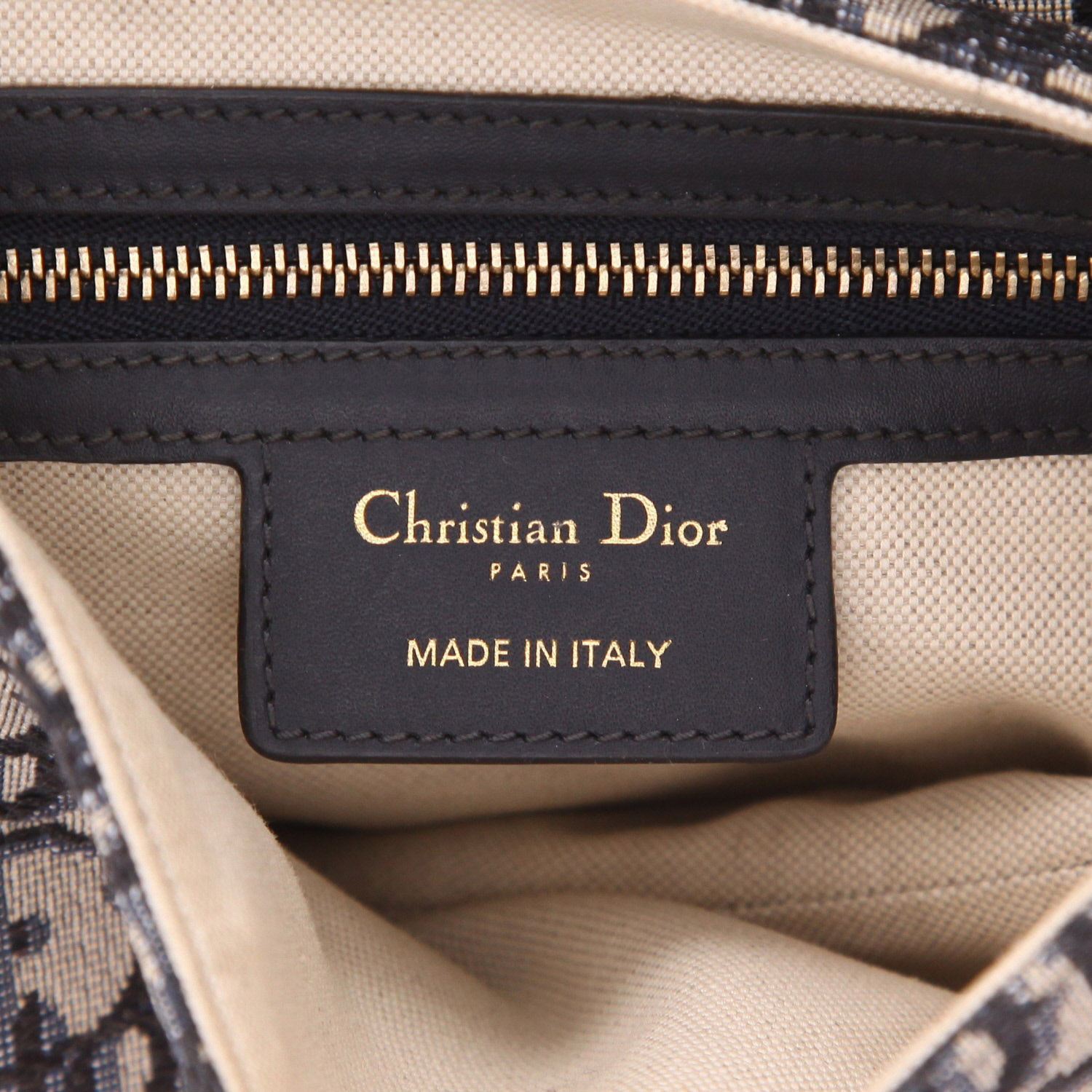 Dior  Saddle handbag  in navy blue monogram canvas Oblique  and navy blue leather - Detail D2
