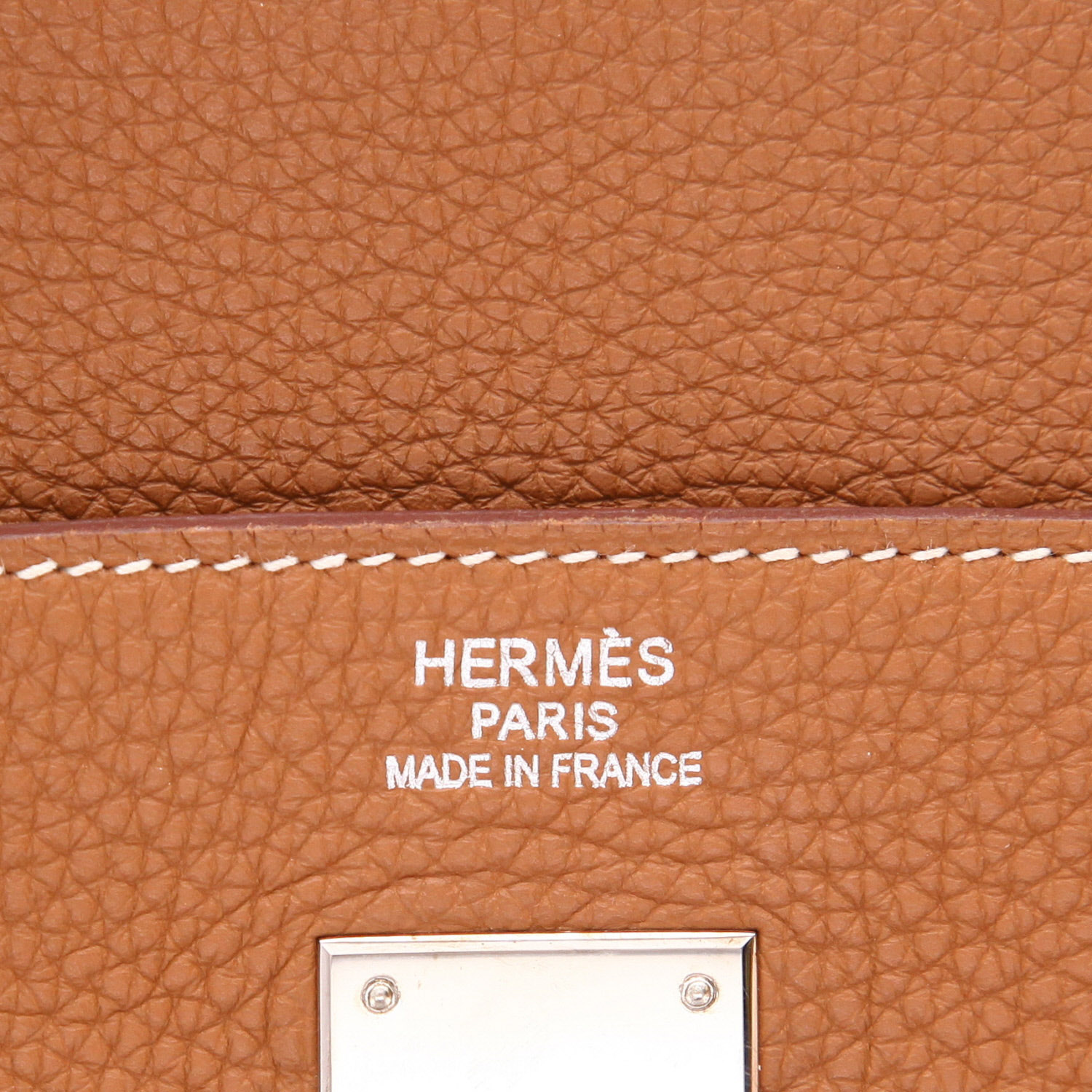 Bolso de mano Hermès  Birkin 40 cm en cuero togo color oro - Detail D2