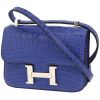 Bolso bandolera Hermès  Constance mini  en aligátor azul - 00pp thumbnail