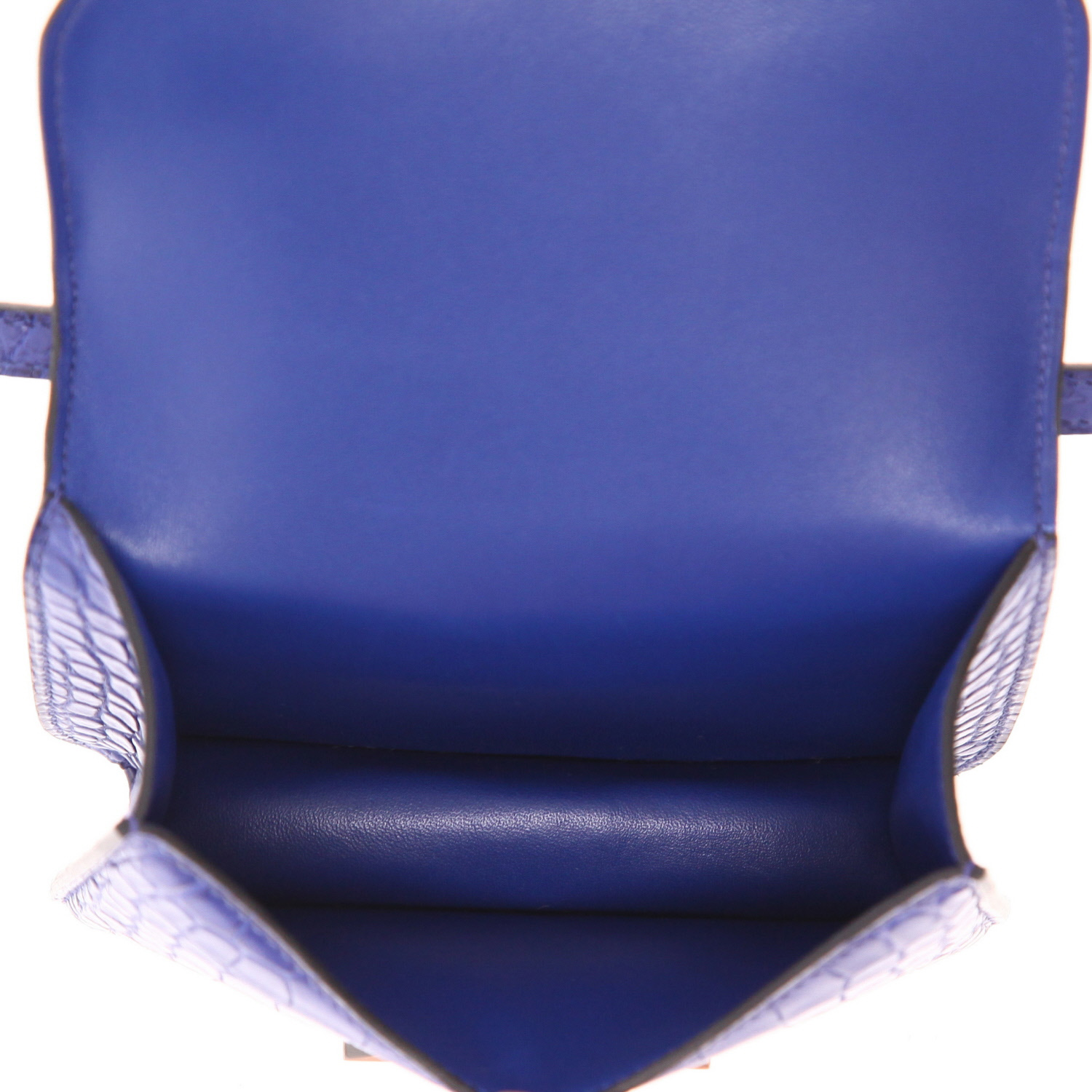 Borsa a tracolla Hermès  Constance micro in alligatore blu - Detail D3
