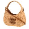 Sac à main Miu Miu  Miu Wander en osier et cuir marron - 00pp thumbnail