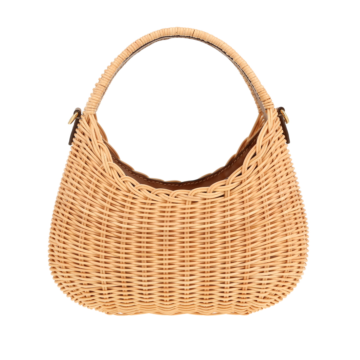 Sac à main Miu Miu  Miu Wander en osier et cuir marron - Detail D4