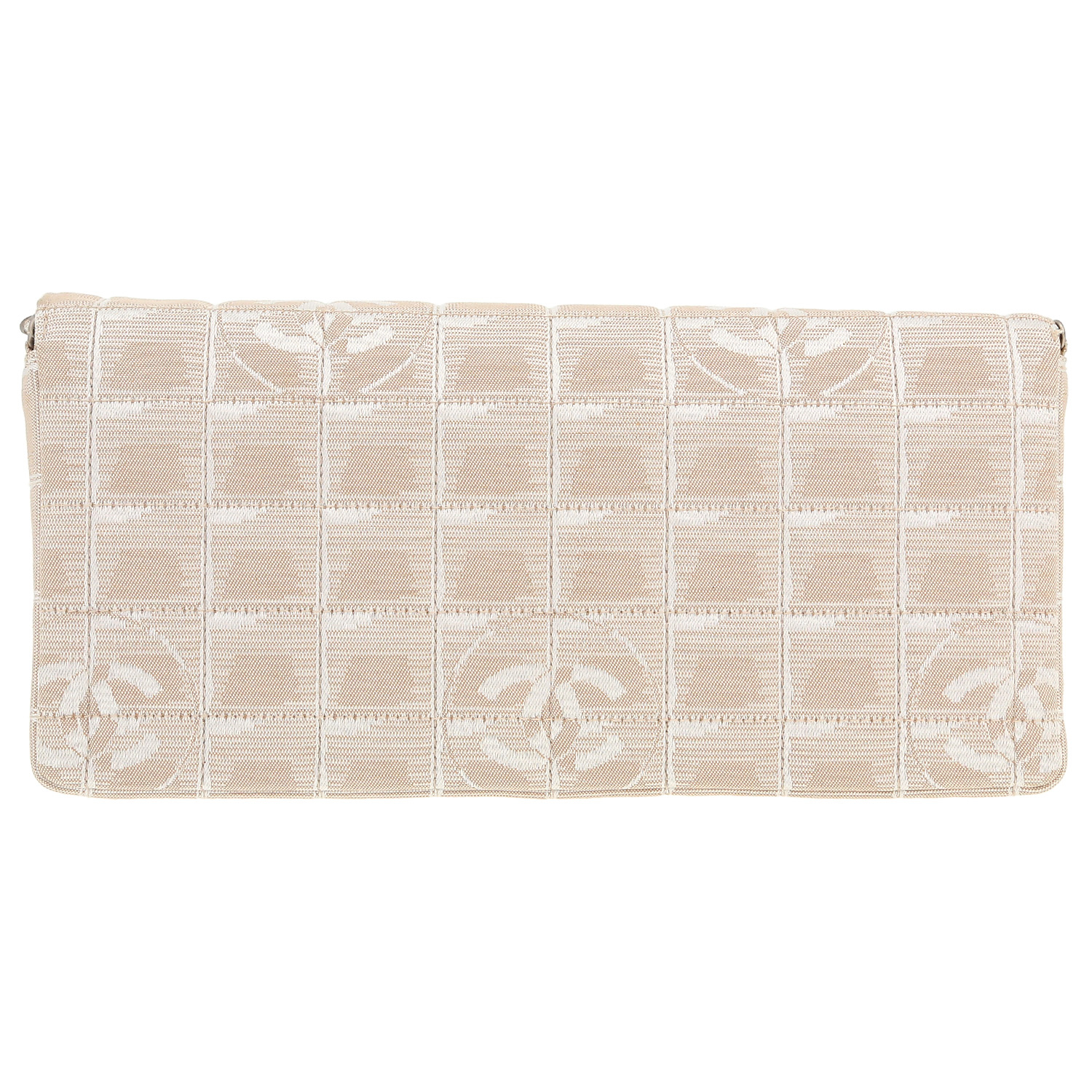 Sac bandoulière Chanel Choco bar en toile matelassée beige - Detail D4