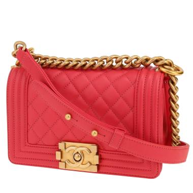 Sac bandoulière Chanel  Mini Boy en cuir matelassé rose