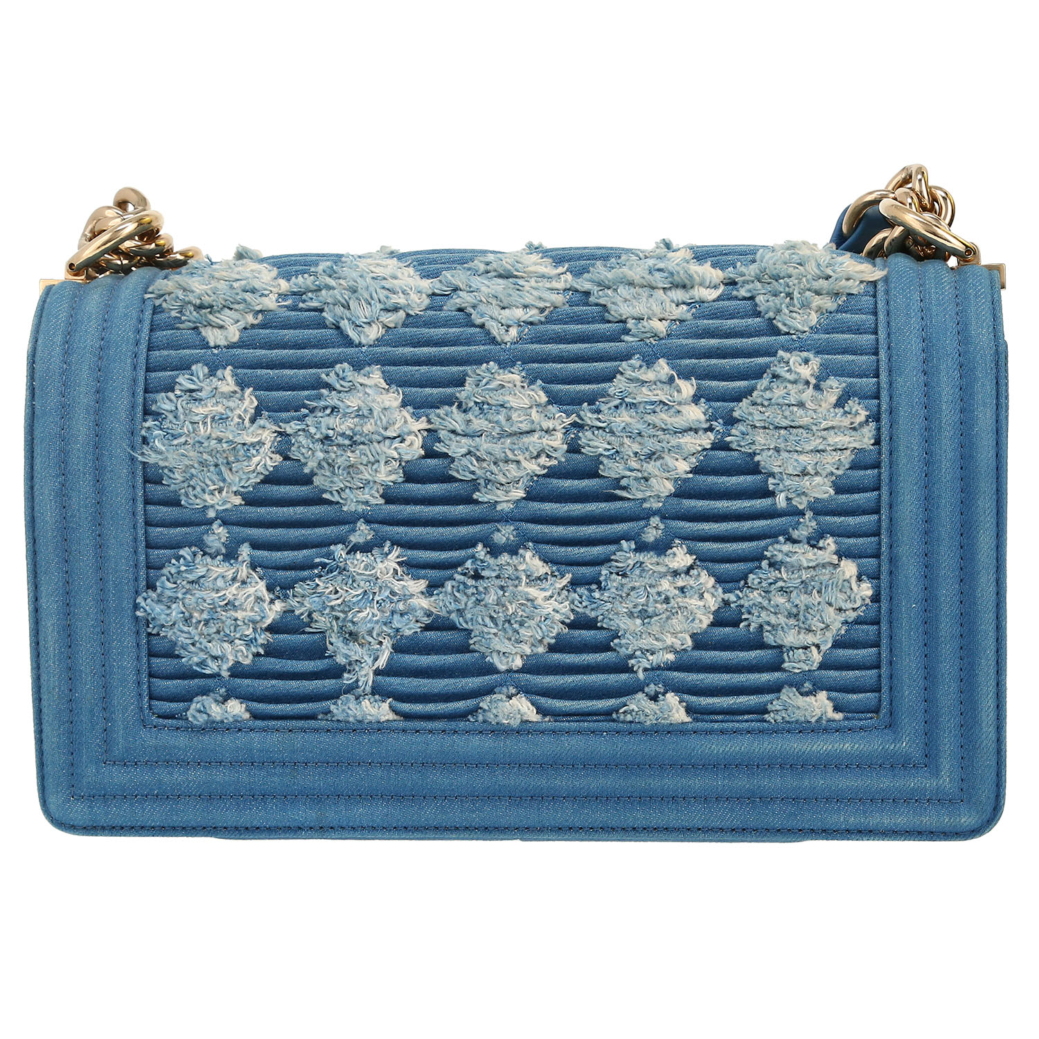 Chanel Boy shoulder bag in blue denim canvas - Detail D4