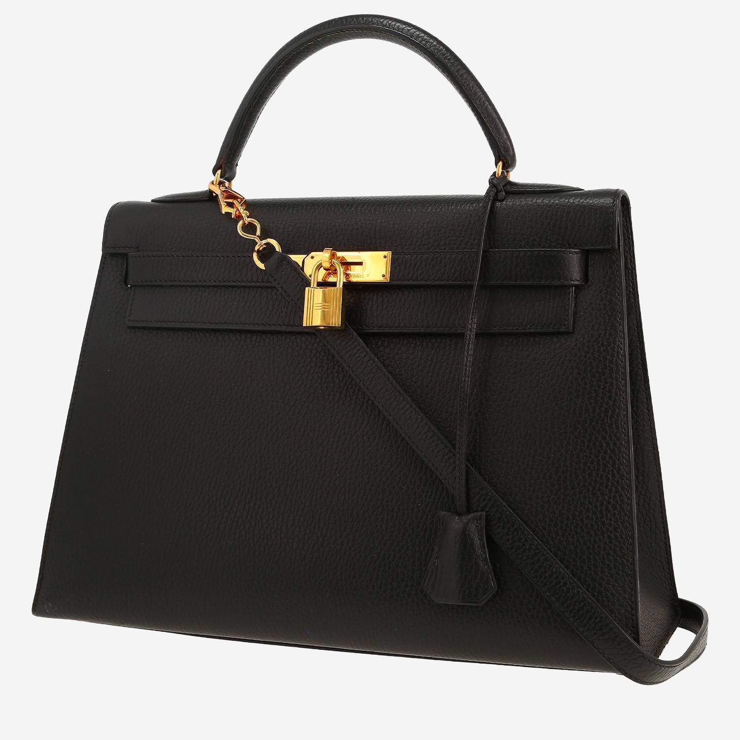 Hermès  Kelly 32 cm handbag  in black Ardenne leather
