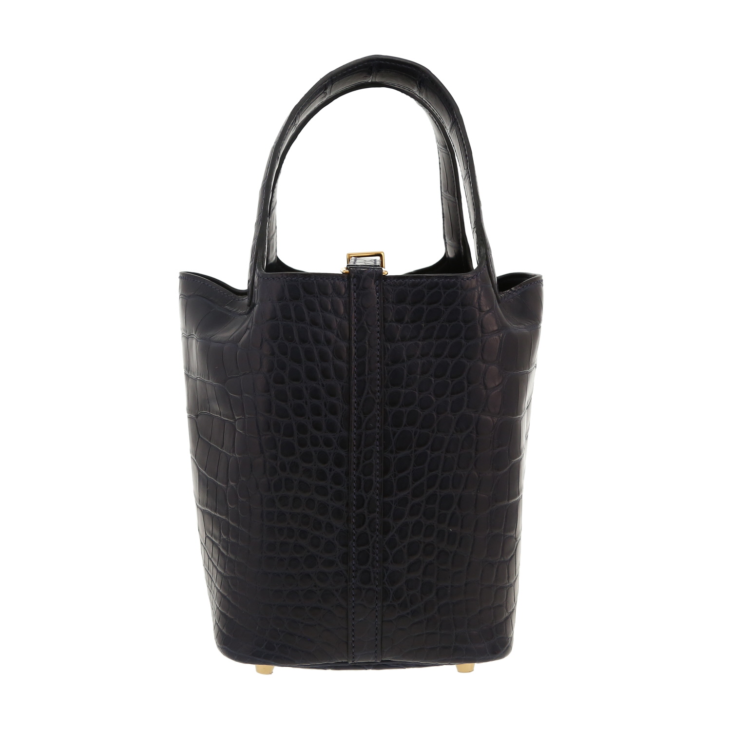 Hermès  Picotin handbag  in navy blue alligator - Detail D2