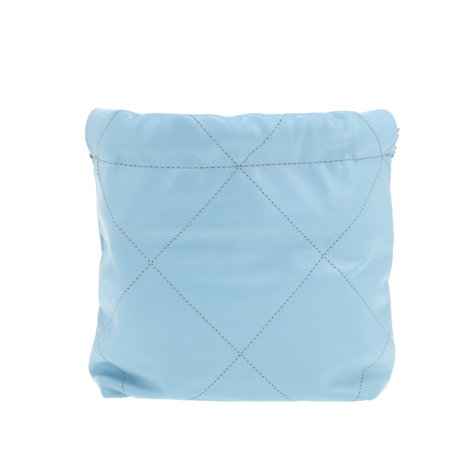 Chanel 22 small model shoulder bag in light blue quilted leather - Detail D2