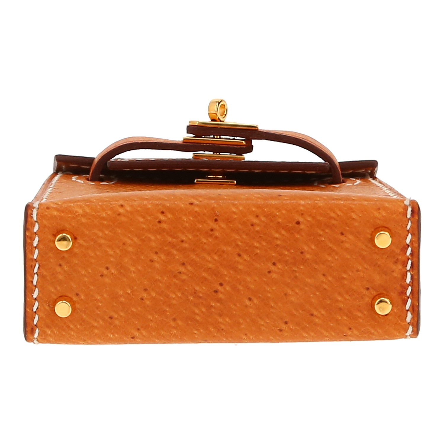 Hermès Kelly Twilly bag charm handbag/clutch in brown Pecari leather and multicolor silk - Detail D1