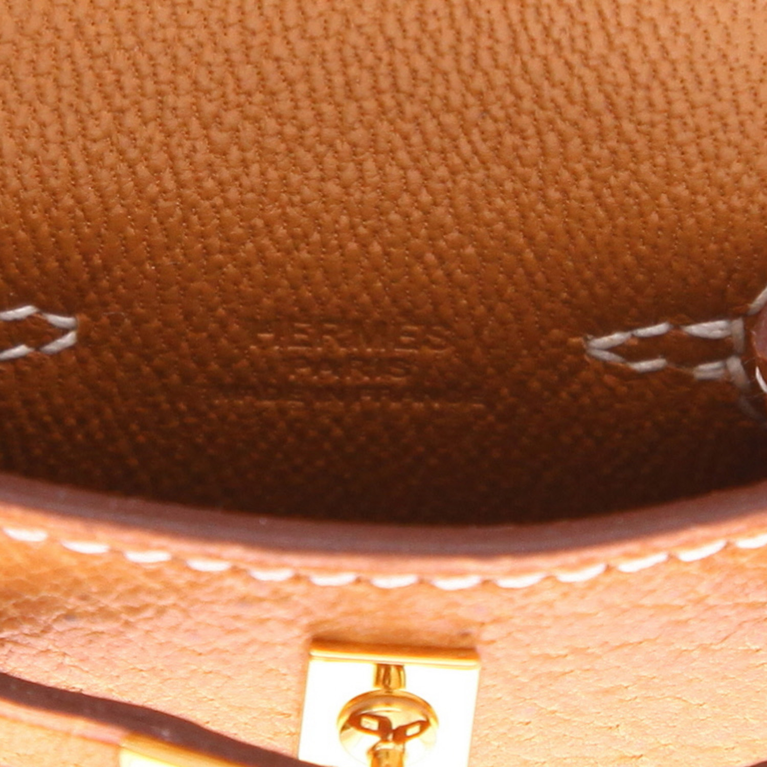 Hermès Kelly Twilly bag charm handbag/clutch in brown Pecari leather and multicolor silk - Detail D2