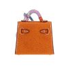 Borsa/pochette Hermès  Kelly Twilly bag charm in pelle di Pecari marrone e seta multicolore - Detail D4 thumbnail