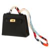 Hermès   mini  handbag/clutch  in black leather  and multicolor silk - 00pp thumbnail