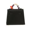 Hermès   mini  handbag/clutch  in black leather  and multicolor silk - Detail D4 thumbnail