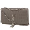 Bolso bandolera Saint Laurent  Kate Pompon en cuero gris - 00pp thumbnail