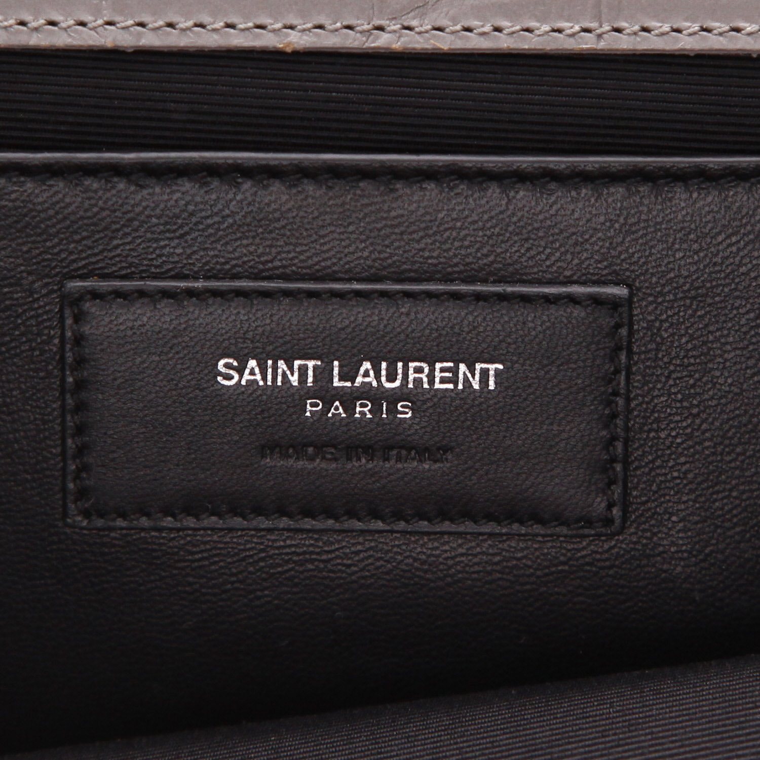 Saint Laurent  Kate Pompon shoulder bag  in grey leather - Detail D2