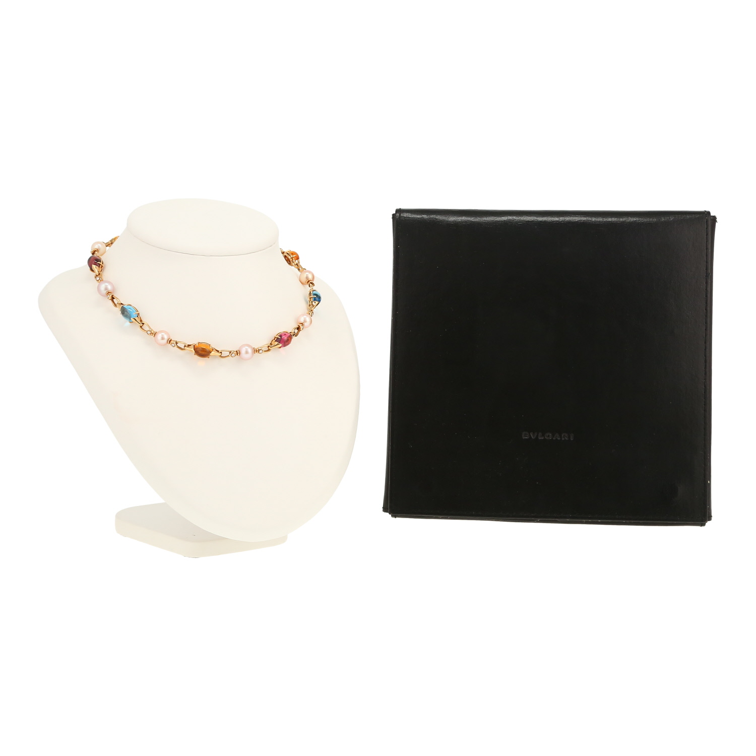Collier Bulgari Allegra en or jaune, pierres fines, perles de culture et diamants - Detail D2
