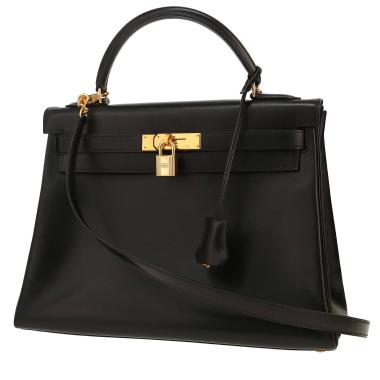Bolso de mano Hermès  Kelly 32 cm en cuero box negro