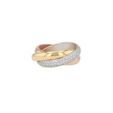 Cartier Trinity medium model ring in 3 golds and diamonds