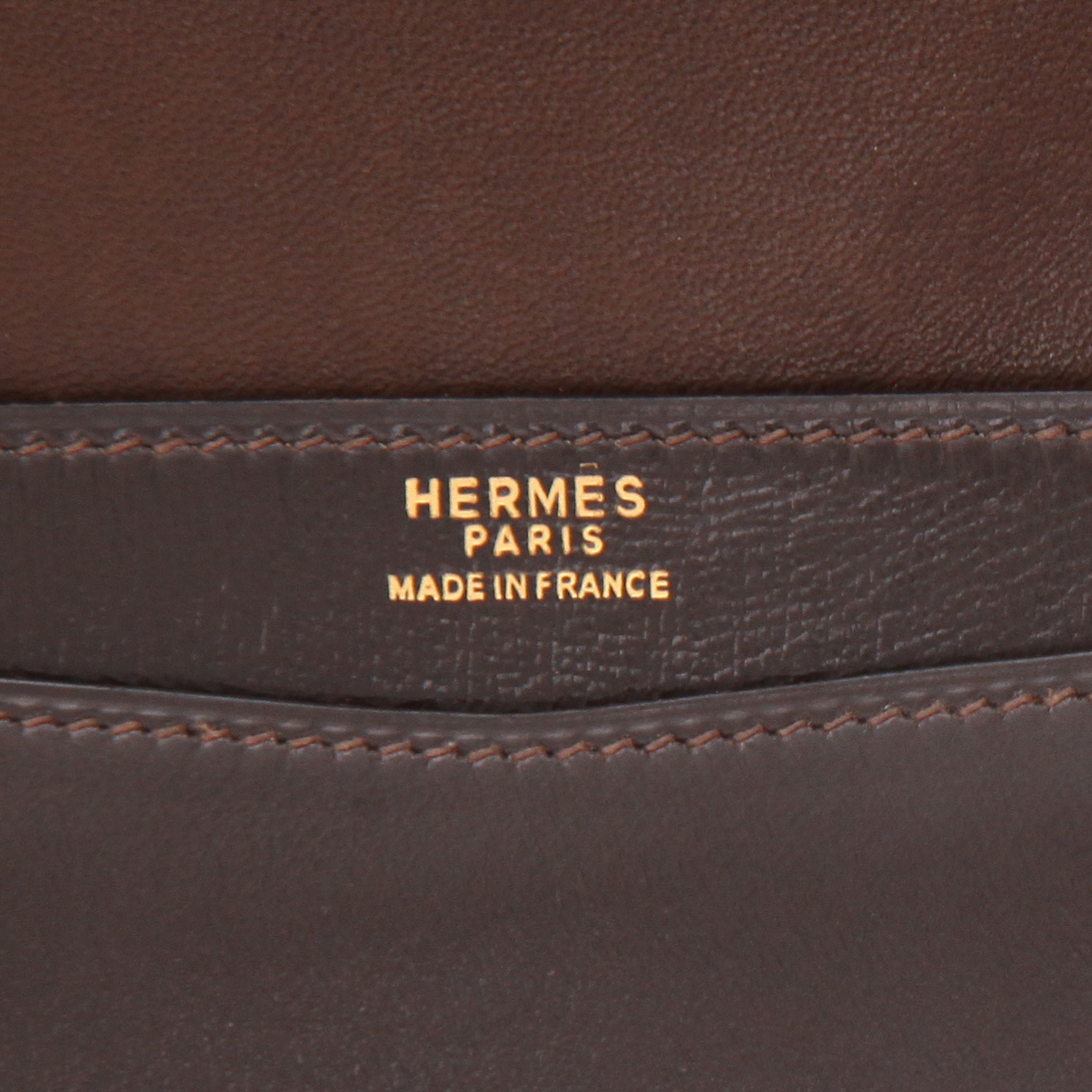 Pochette Hermès   in pelle box marrone - Detail D2