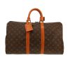 Bolsa de viaje Louis Vuitton  Keepall 45 en lona Monogram marrón y cuero natural - 360 thumbnail