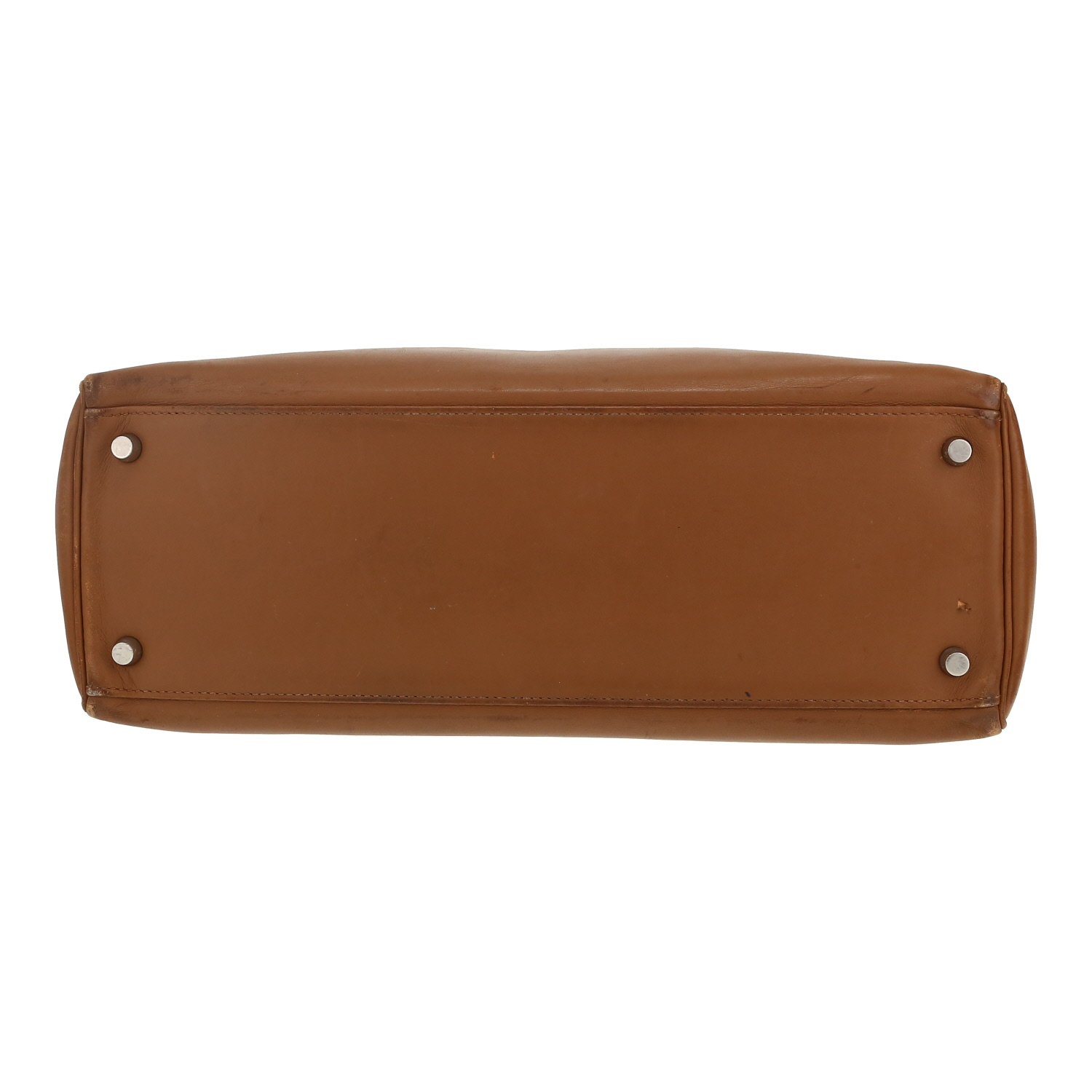 Bolso de mano Hermès  Kelly 35 cm en cuero swift marrón - Detail D1