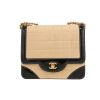 Chanel  Vintage handbag  in beige quilted leather  and black patent leather - 360 thumbnail