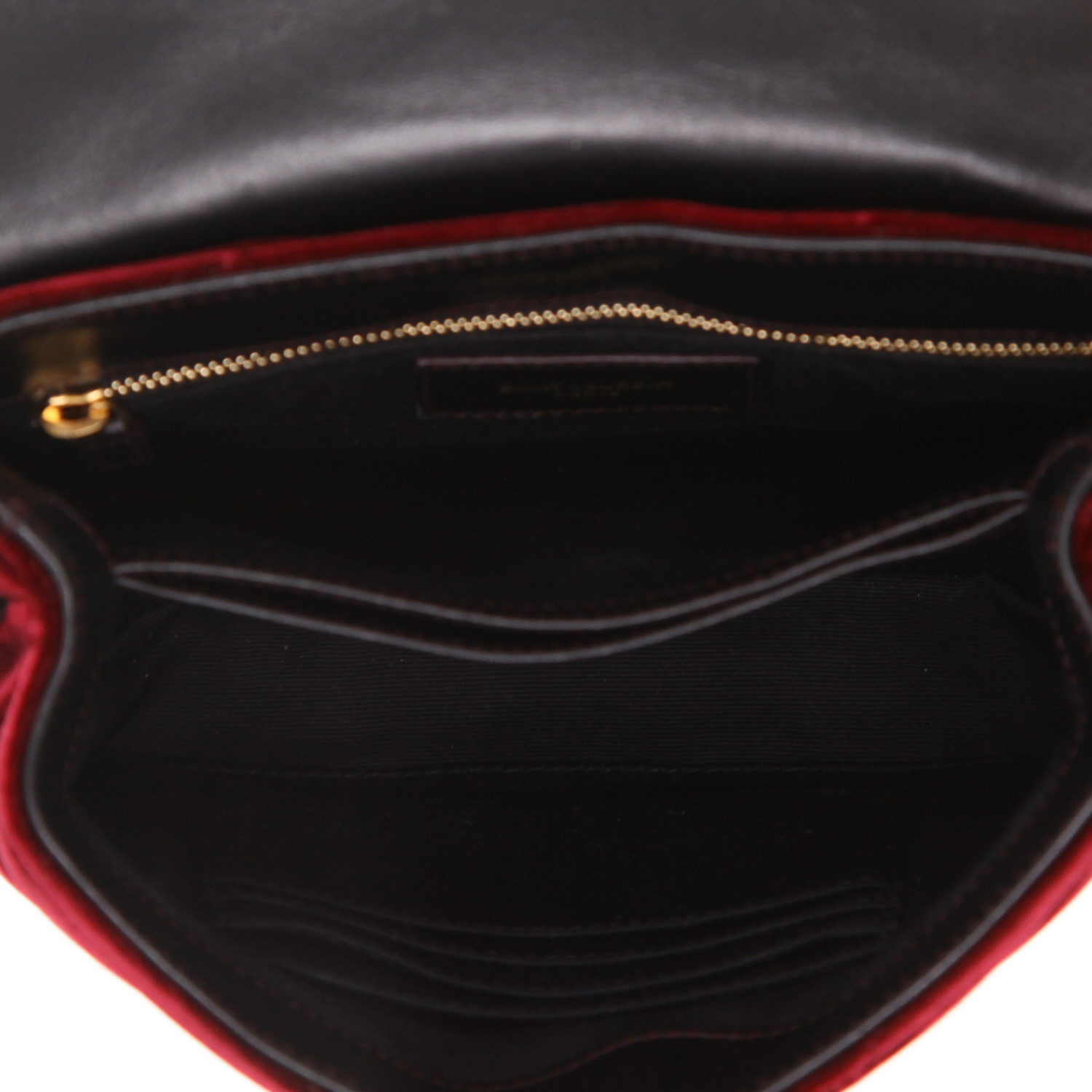 Bolso bandolera Saint Laurent  Toy Loulou en terciopelo color burdeos - Detail D3